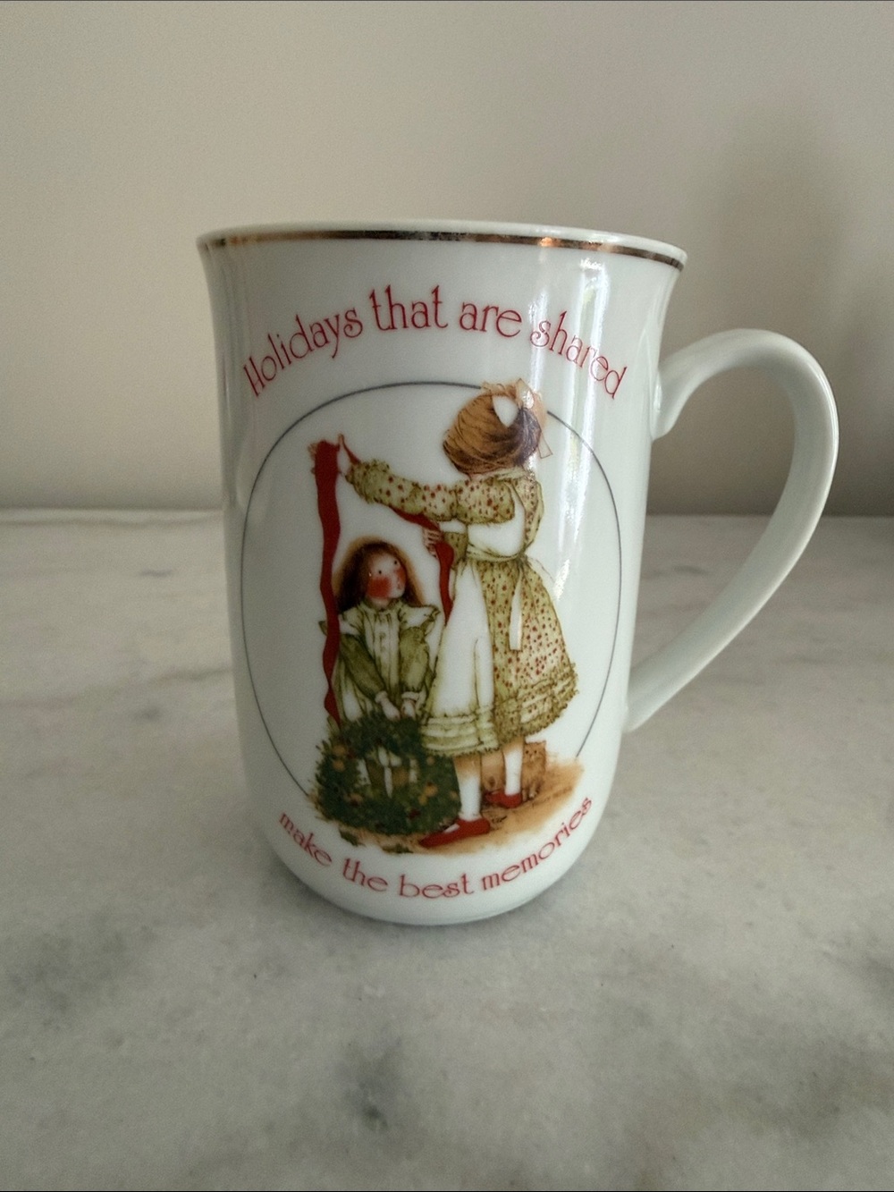Holly Hobbie porcelain Christmas mug